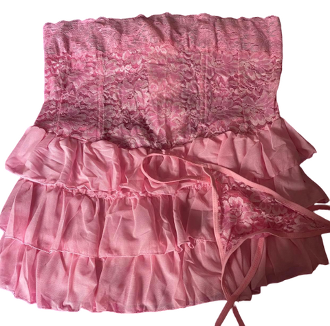 LDB - nuisette corset rose avec string - 38/40 - 46/48